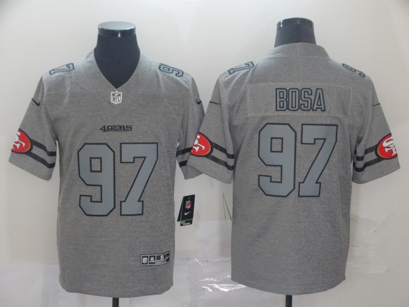 Men's San Francisco 49ers #97 Nick Bosa Nike Silver Inverted Legend Jersey