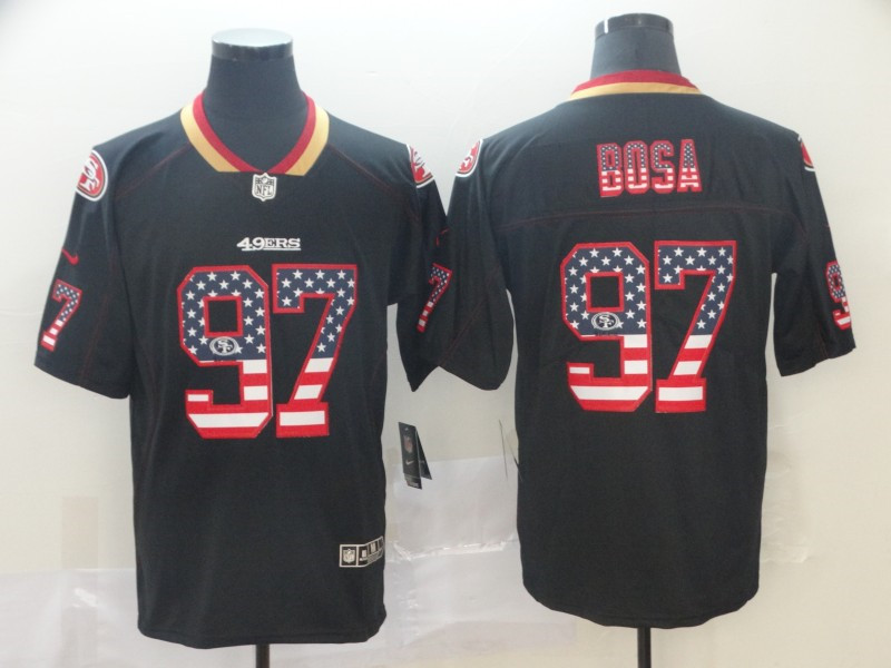 Men's San Francisco 49ers #97 Nick Bosa Nike USA Flag Fashion Black Limited Jersey