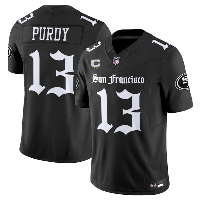 Men's San Francisco 49ers 'Gothic Edition' Vapor Limited Jersey BLACK#13 BROCK PURDY