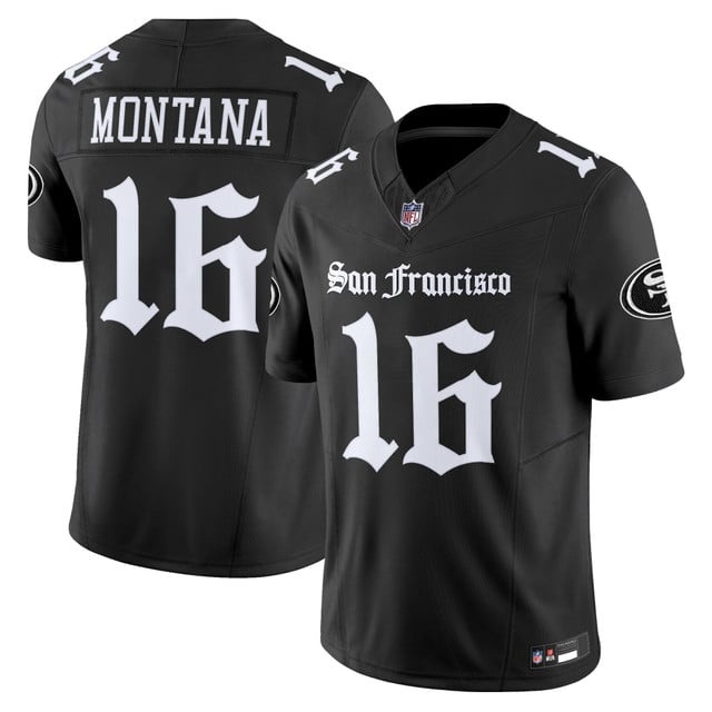 Men's San Francisco 49ers 'Gothic Edition' Vapor Limited Jersey BLACK#16 JOE MONTANA