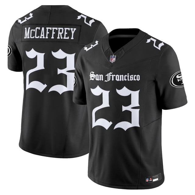 Men's San Francisco 49ers 'Gothic Edition' Vapor Limited Jersey BLACK#23 CHRISTIAN MCCAFFREY