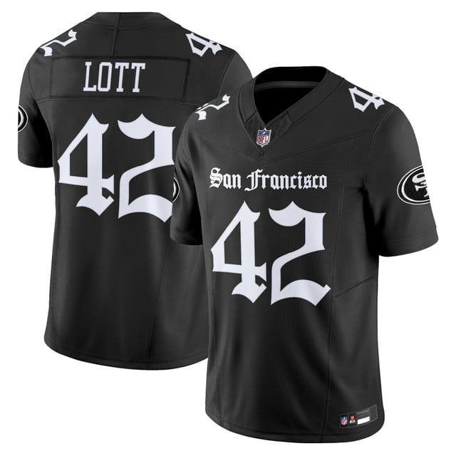 Men's San Francisco 49ers 'Gothic Edition' Vapor Limited Jersey BLACK#42 RONNIE LOTT