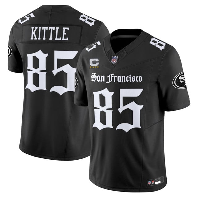 Men's San Francisco 49ers 'Gothic Edition' Vapor Limited Jersey BLACK#85 GEORGE KITTLE