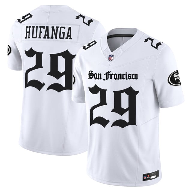 Men's San Francisco 49ers 'Gothic Edition' Vapor Limited Jersey WHITE#29 TALANOA HUFANGA