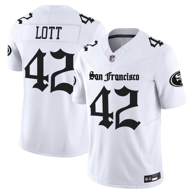 Men's San Francisco 49ers 'Gothic Edition' Vapor Limited Jersey WHITE#42 RONNIE LOTT