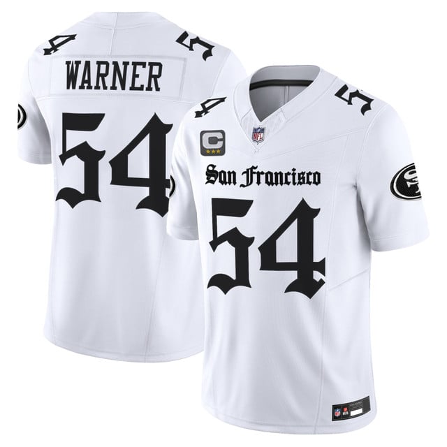 Men's San Francisco 49ers 'Gothic Edition' Vapor Limited Jersey WHITE#54 FRED WARNER