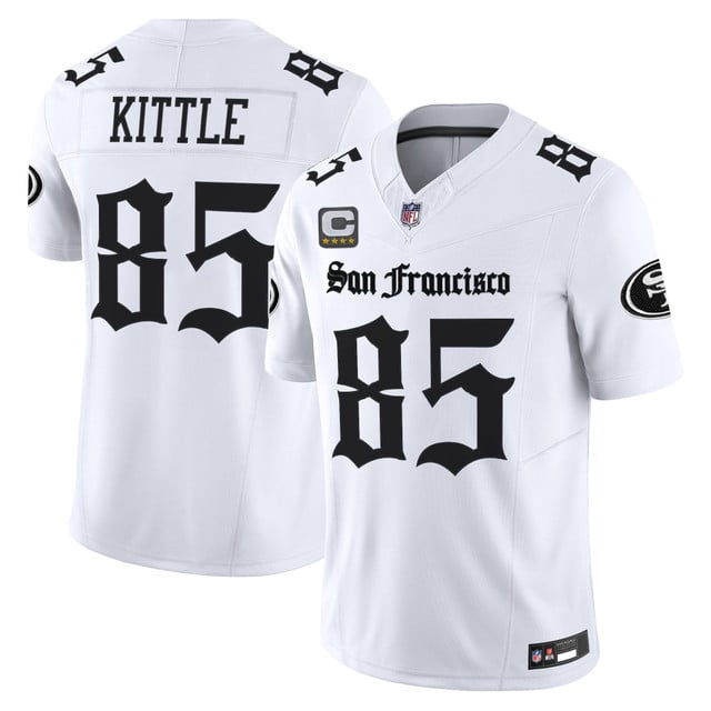 Men's San Francisco 49ers 'Gothic Edition' Vapor Limited Jersey WHITE#85 GEORGE KITTLE