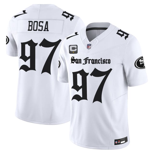Men's San Francisco 49ers 'Gothic Edition' Vapor Limited Jersey WHITE#97 NICK BOSA