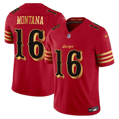 Men's San Francisco 49ers 2025 “Rivalries” Vapor Limited Jersey red #16 Joe Montana