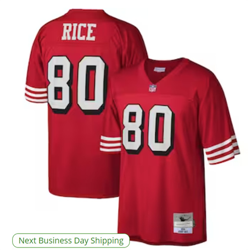 Men's San Francisco 49ers Jerry Rice Mitchell & Ness Scarlet Legacy Replica Jersey