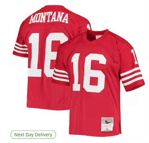 Men's San Francisco 49ers Joe Montana Mitchell & Ness Scarlet Legacy Replica Jersey