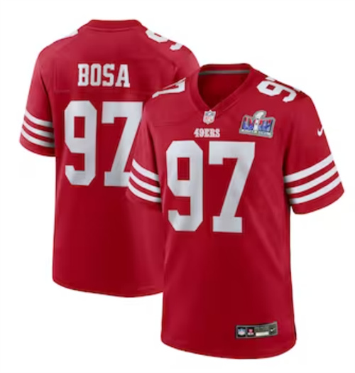 Men's San Francisco 49ers Nick Bosa Nike Scarlet Super Bowl LVIII Game Jersey