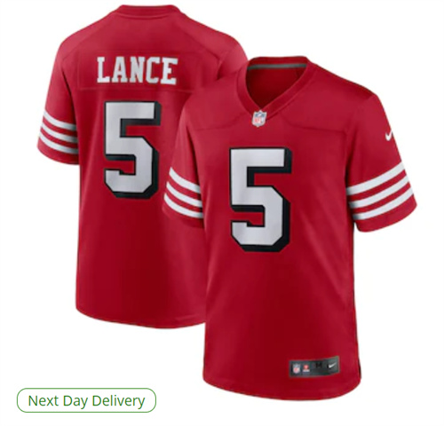 Men's San Francisco 49ers Trey Lance Nike Scarlet Alternate Game Jersey
