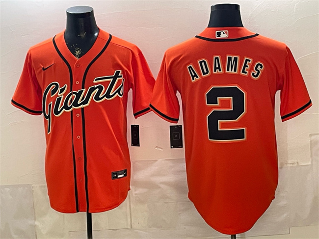 Men's San Francisco Giants #2 Willy Adames Orange Cool Base Stitched Baseball Jersey