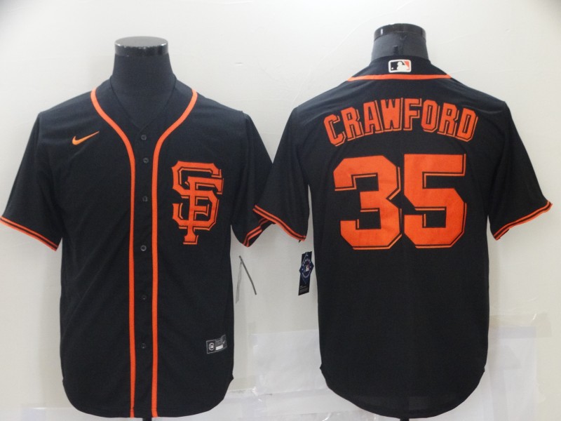 Men's San Francisco Giants #35 Brandon Crawford Black Stitched MLB Cool Base Nike Jersey的副本