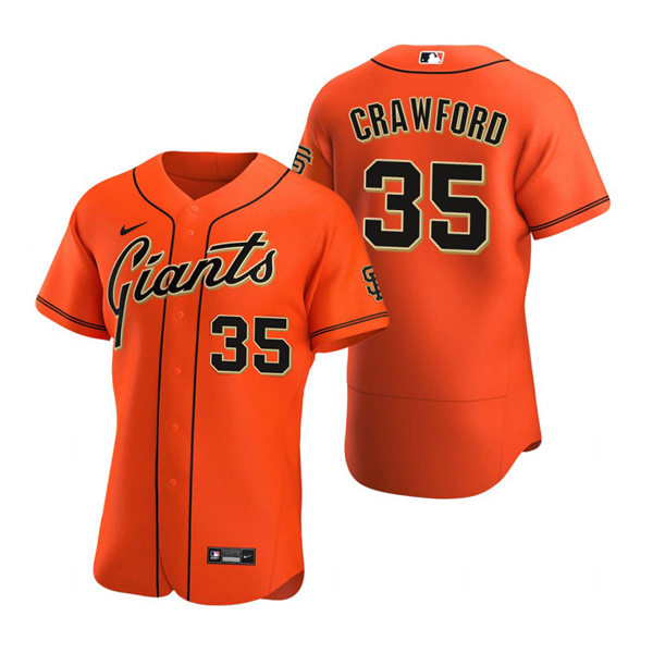 Men's San Francisco Giants #35 Brandon Crawford Nike Orange Alternate Flexbase Jersey