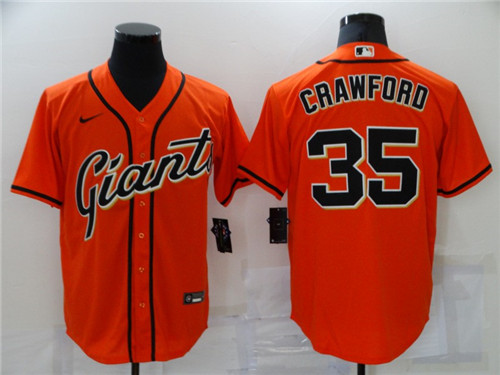 Men's San Francisco Giants #35 Brandon Crawford Orange Stitched MLB Cool Base Nike Jersey
