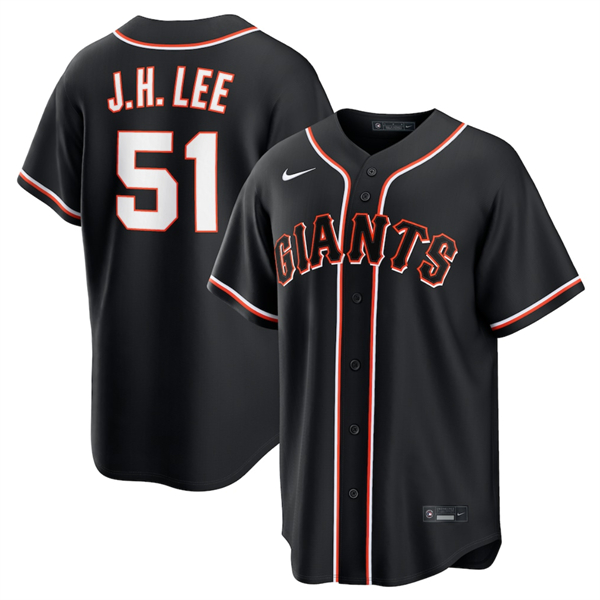 Men's San Francisco Giants #51 Jung Hoo Lee Black Out Stitched Baseball Jersey