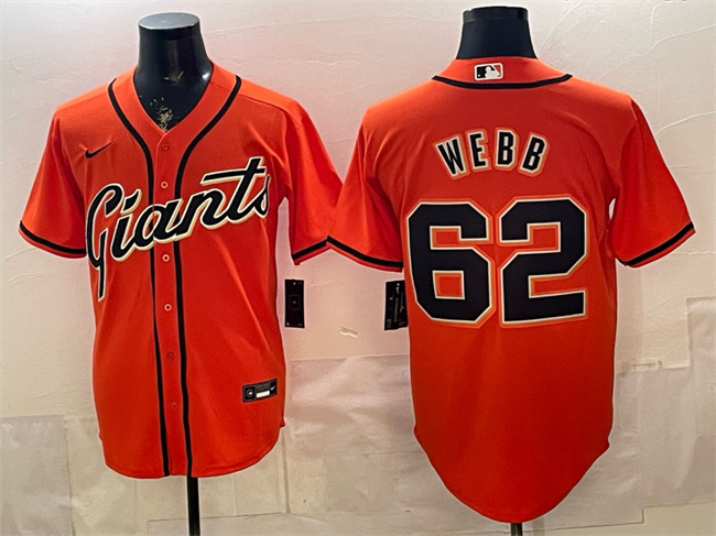 Men's San Francisco Giants #62 Logan Webb Orange Cool Base Stitched Baseball Jersey