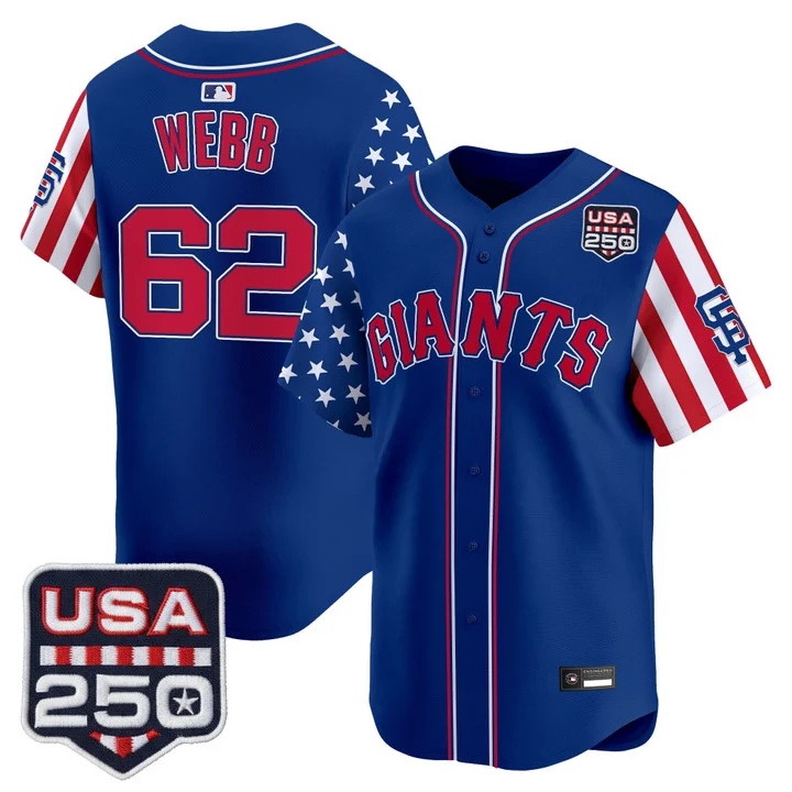 Men's San Francisco Giants America 250 Edition Vapor Premier Limited Jersey ROYAL #62 LOGAN WEBB