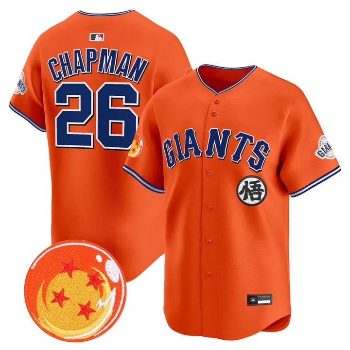 Men's San Francisco Giants x Dragon Ball Vapor Premier Limited Jersey #26 MATT CHAPMAN