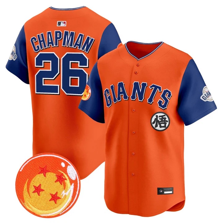 Men's San Francisco Giants x Dragon Ball Vapor Premier Limited Jersey ALTERNATE #26 MATT CHAPMAN
