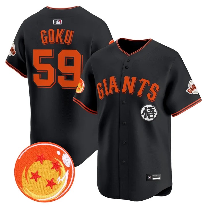 Men's San Francisco Giants x Dragon Ball Vapor Premier Limited Jersey BLACK #59 SON GOKU