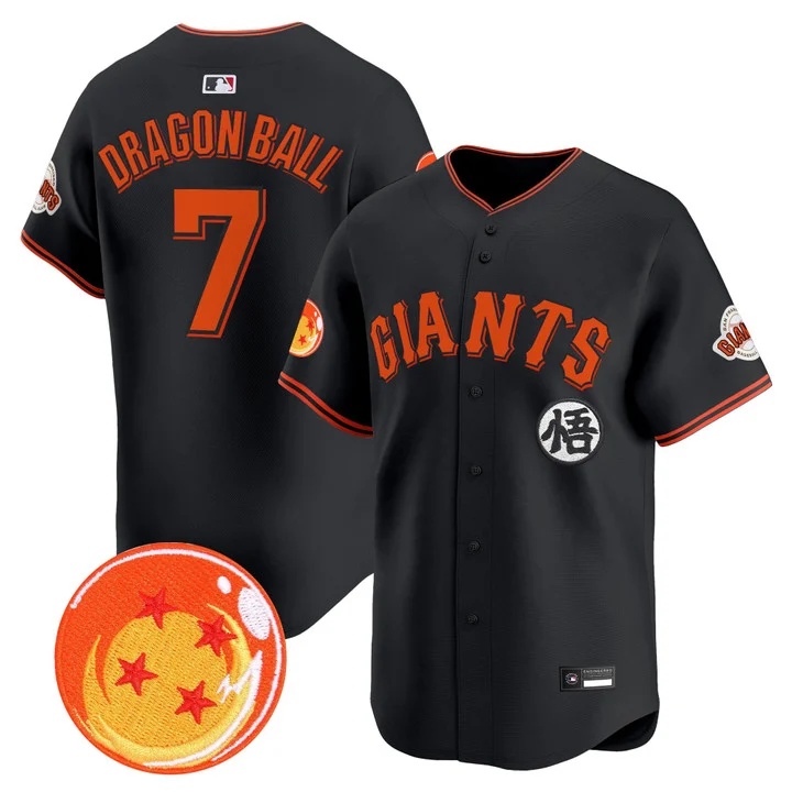 Men's San Francisco Giants x Dragon Ball Vapor Premier Limited Jersey BLACK #7 DRAGON BALL