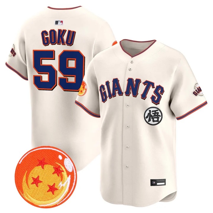 Men's San Francisco Giants x Dragon Ball Vapor Premier Limited Jersey CREAM #59 SON GOKU