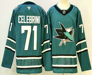 Men's San Jose Sharks #71 Macklin Celebrini Teal Authentic Jersey