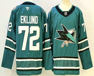 Men's San Jose Sharks #72 William Eklund Teal Authentic Jersey