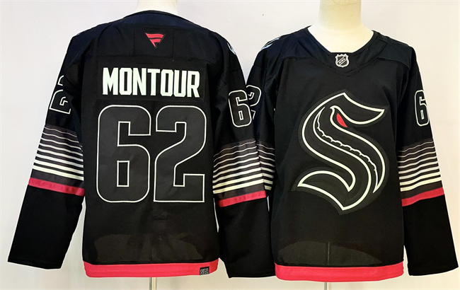 Men's Seattle Kraken #62 Brandon Montour Black 2026 Alternate Stitched Hockey Jersey