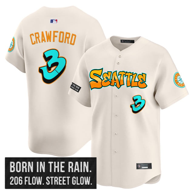 Men's Seattle Mariners 'Graffiti Emerald Drop Edition' Vapor Premier Limited Jersey CREAM#3 J.P. CRAWFORD