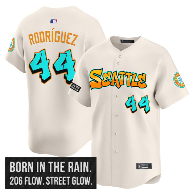 Men's Seattle Mariners 'Graffiti Emerald Drop Edition' Vapor Premier Limited Jersey CREAM#44 JULIO RODRIGUEZ