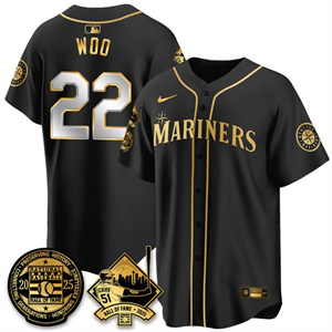 Men's Seattle Mariners Ichiro Number Retirement Jersey V2 - All Stitched Bryan Woo - 22