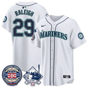 Men's Seattle Mariners Ichiro Number Retirement Jersey V2 - All Stitched Cal Raleigh#29