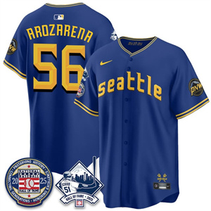 Men's Seattle Mariners Ichiro Number Retirement Jersey V2 - All Stitched Randy Arozarena  - 56
