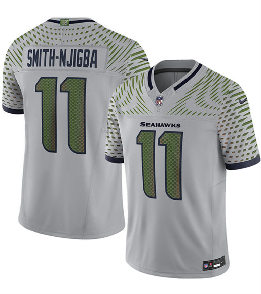 Men's Seattle Seahawks #11 Jaxon Smith-Njigba Gray 2025 F.U.S.E. a??Rivalriesa?? Vapor Untouchable Limited Football Stitched Jersey