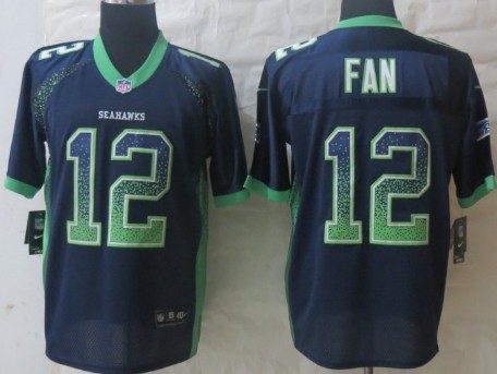 Men's Seattle Seahawks #12 Fan 2013 Nik Drift Fashion Navy Blue Elite Jersey