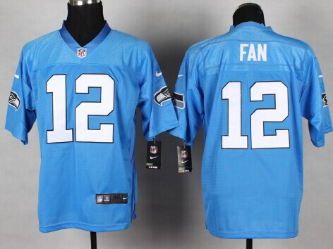 Men's Seattle Seahawks #12 Fan Light Blue Nik Elite Jersey