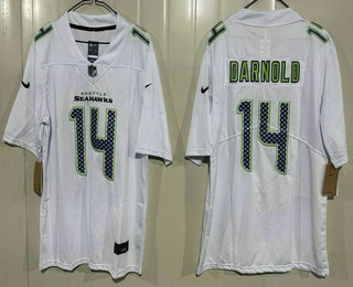 Men's Seattle Seahawks #14 Sam Darnold Limited White Fashion Vapor Jersey