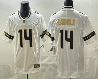 Men's Seattle Seahawks #14 Sam Darnold Limited White Gold FUSE Vapor Jersey