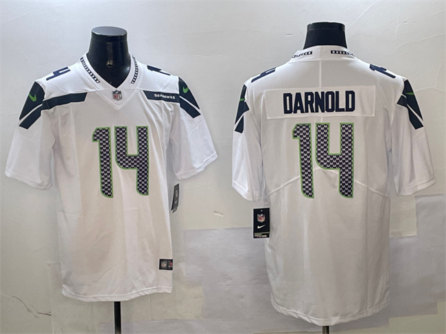 Men's Seattle Seahawks #14 Sam Darnold White 2025 Vapor Limited Football Stitched Jersey