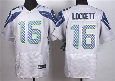 Men's Seattle Seahawks #16 Tyler Lockett Gray Nike Elite Jersey