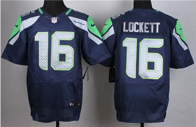 Men's Seattle Seahawks #16 Tyler Lockett Navy BLue Nike Elite Jersey
