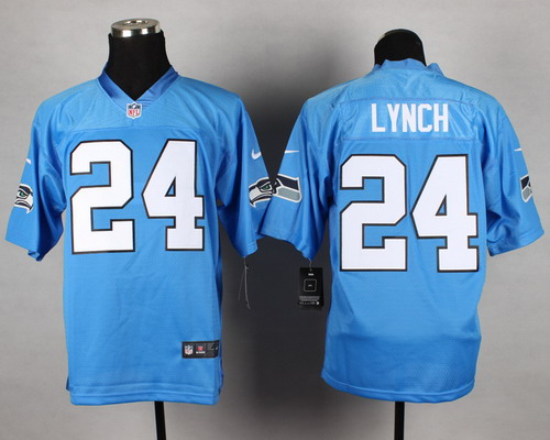 Men's Seattle Seahawks #24 Marshawn Lynch Light Blue Nik Elite Jersey