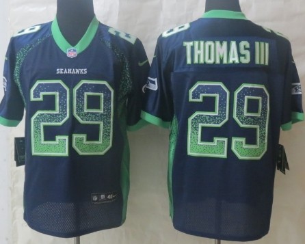 Men's Seattle Seahawks #29 Earl Thomas III 2013 Nik Drift Fashion Blue Elite Jersey