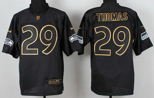 Men's Seattle Seahawks #29 Earl Thomas III 2014 PRO Gold Lettering Nike Fashion Jerseys