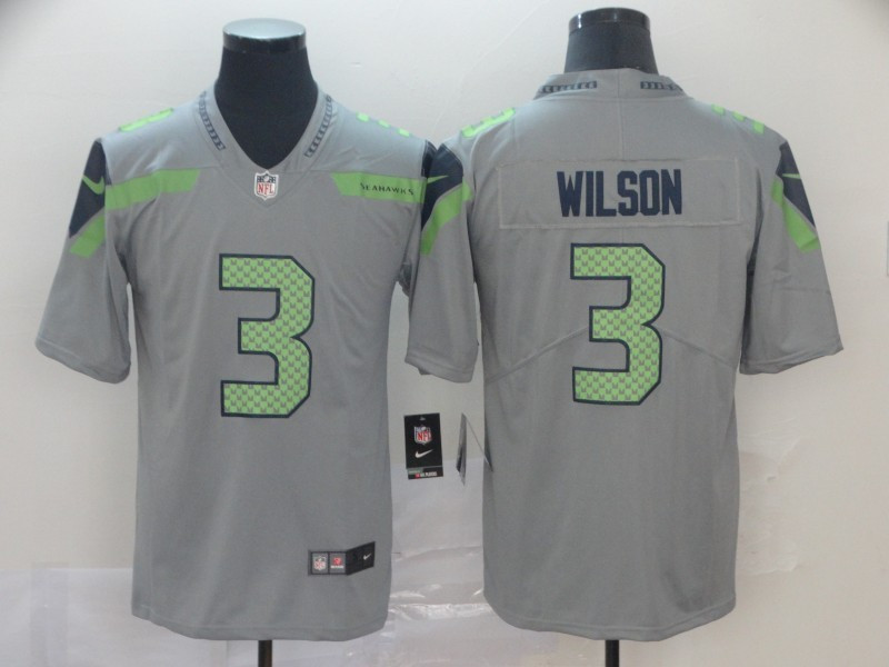 Men's Seattle Seahawks #3 Russell Wilson Grey Nike NFL Inverted Legend Jersey