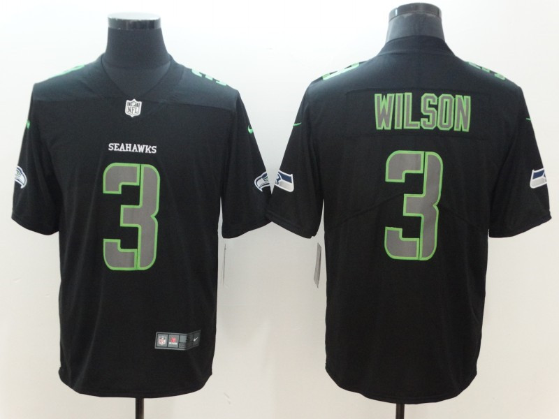 Men's Seattle Seahawks #3 Russell Wilson Nike Fashion Impact Black Limited Jersey